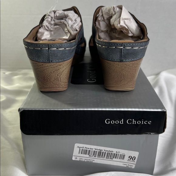 Good Choice April Pewter Chic Women's Gray Wedge Sandals Women’s Size 6.5 New - Picture 5 of 6